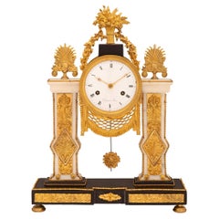 French 19th Century Louis XVI Style Marble and Ormolu Clock
