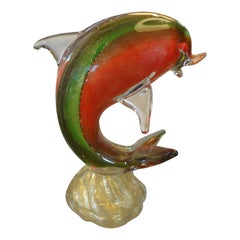 Dolphin en verre de Murano attribué à Barbini