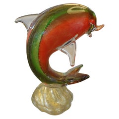 Dolphin en verre de Murano attribué à Barbini