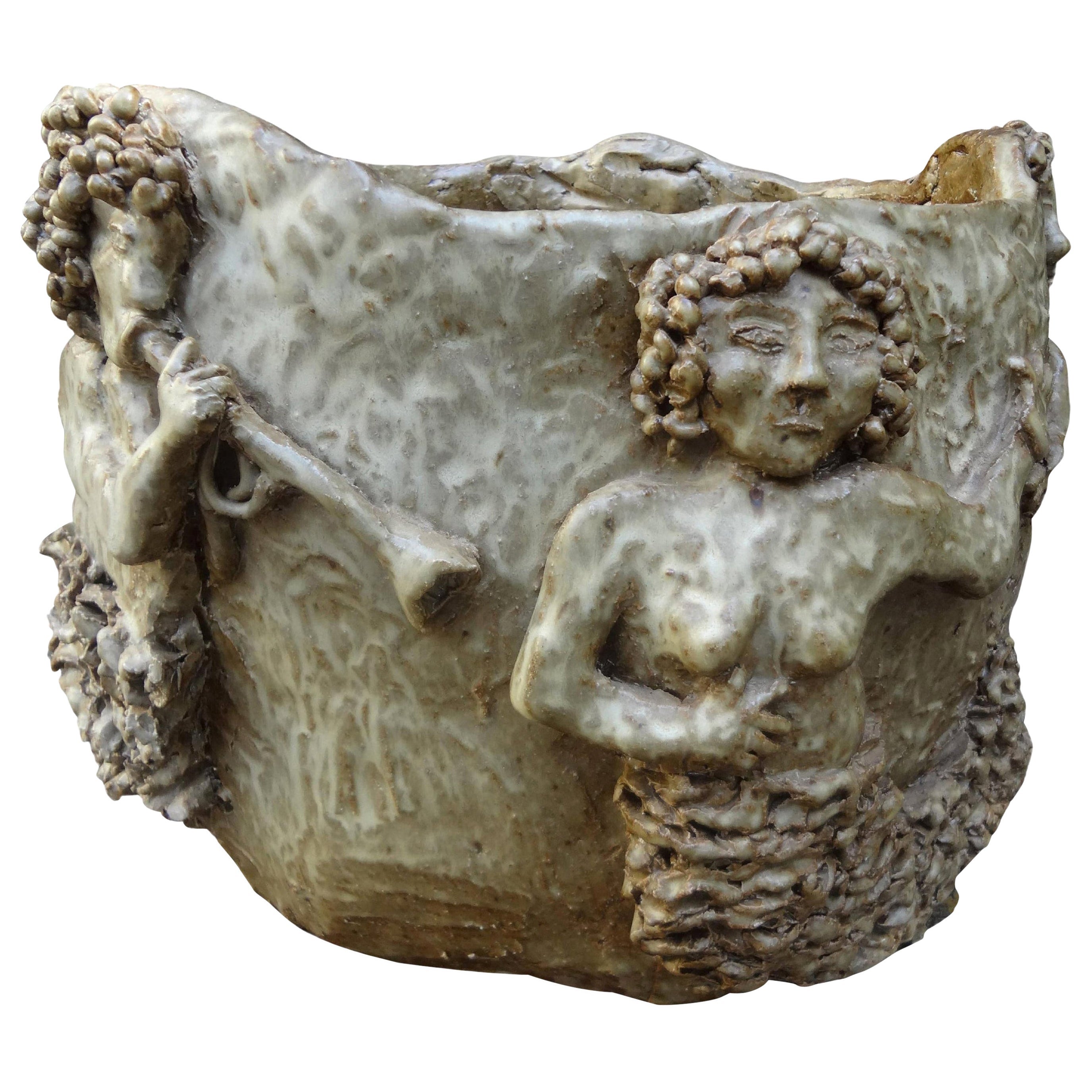 Jardinière ou jardinière en poterie émaillée faite à la main par June His en vente