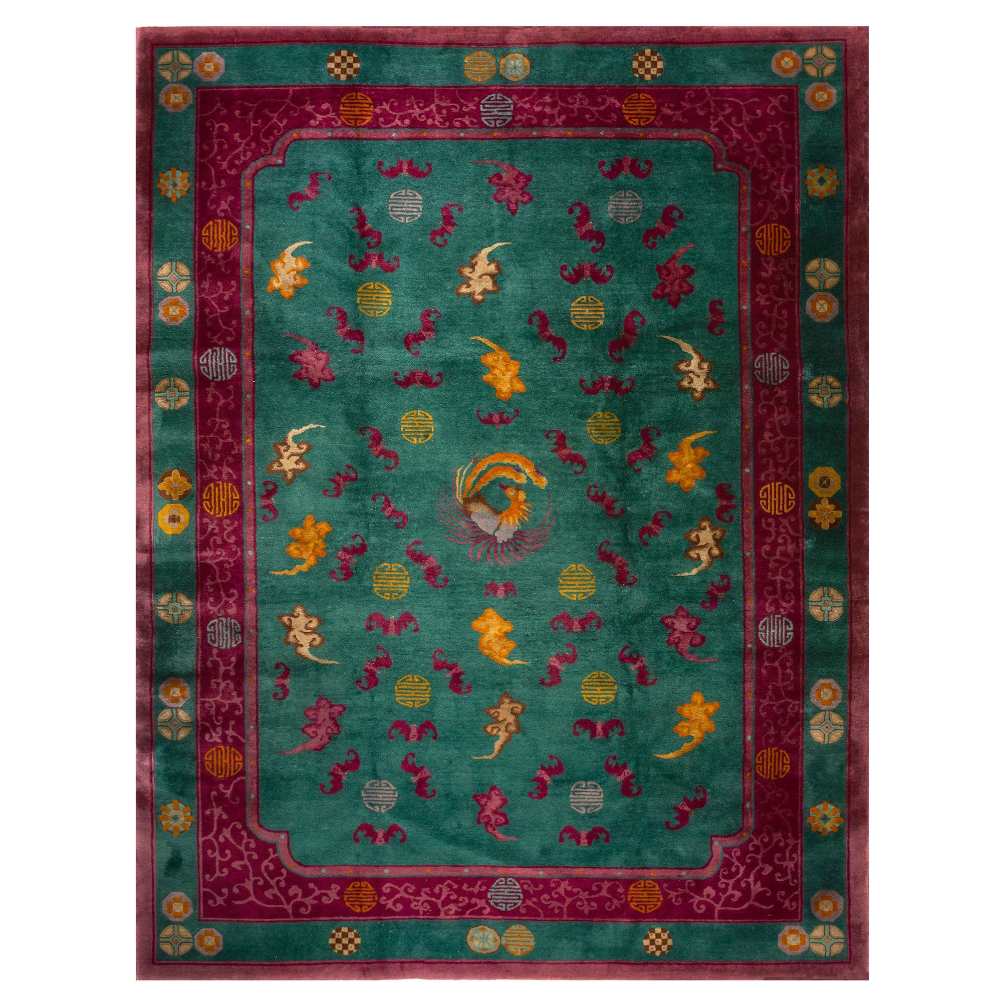 1920s Chinese Art Deco Carpet ( 8 8" x 11'2" - 265 x 340 ) For Sale