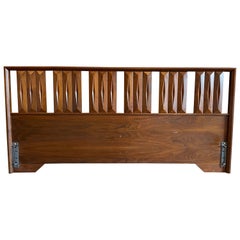 Mid-Century Modern Walnut King Geometric Headboard by Albert Parvin