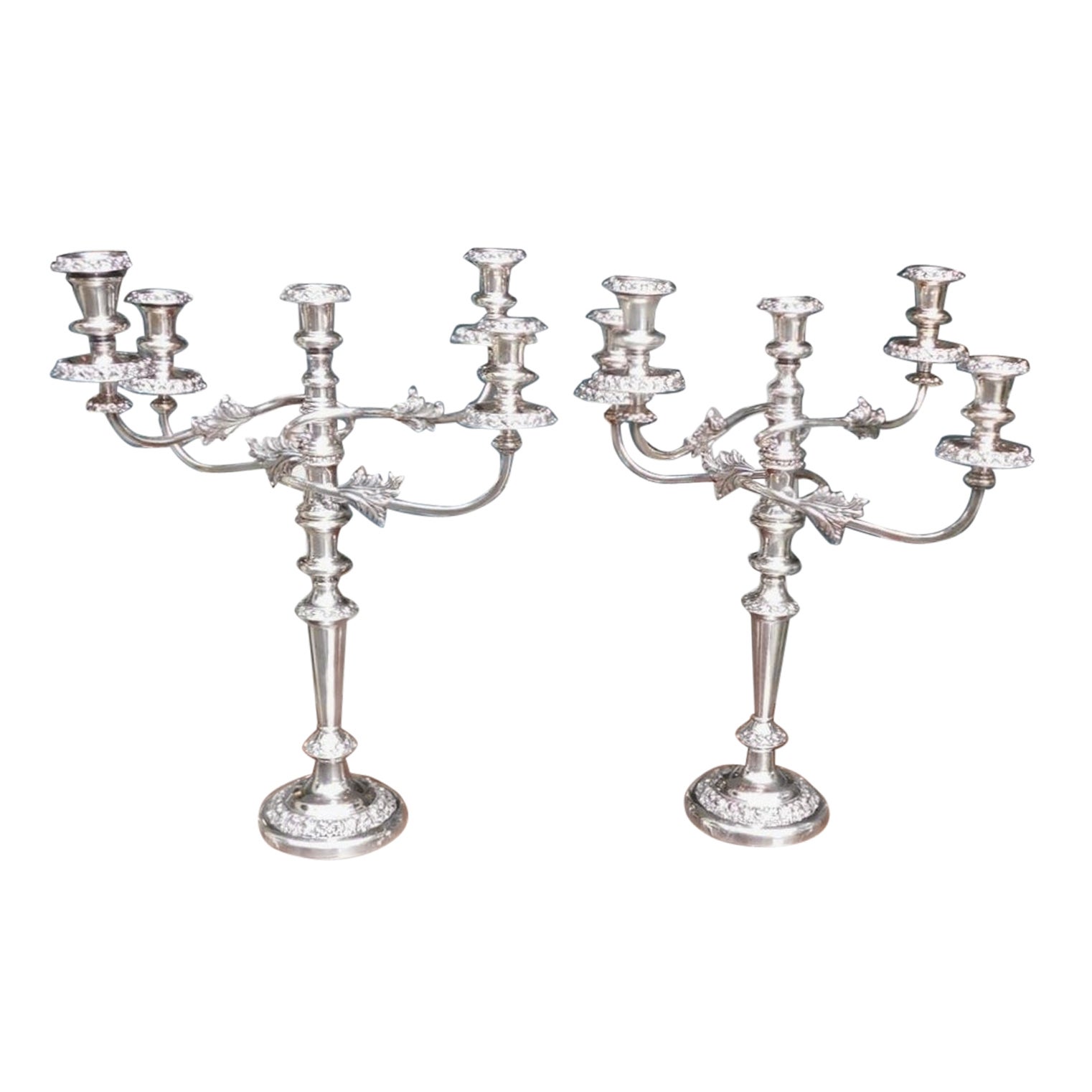 Pareja de candelabros ingleses de Sheffield de la Regencia, Matthew Boulton, circa 1800