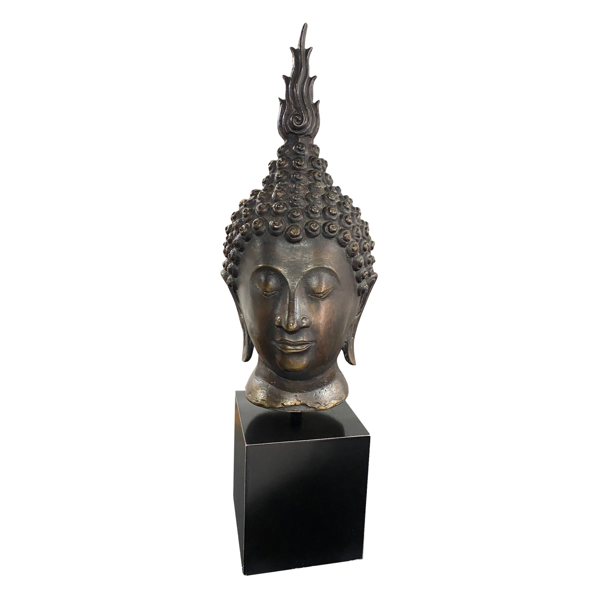 Magnificent Monumentally Large Carved Gilded Thai Buddha Head at 1stDibs