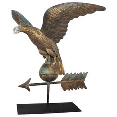 19th C Original Surface Eagle Weather Vane on Stand