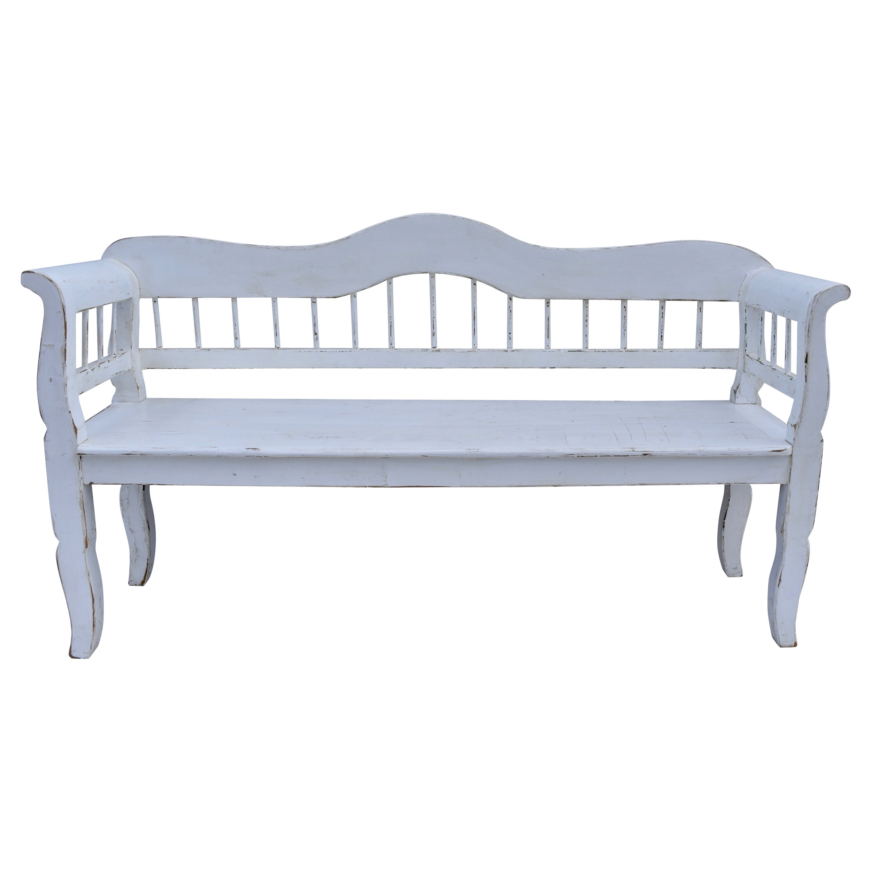 Painted Pine Spindle-Back Bench or Settle