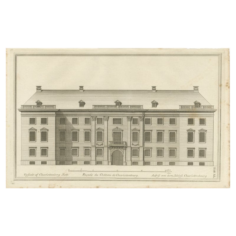 Pl. 40 Antique Print of Charlottenborg Palace, c.1790 For Sale