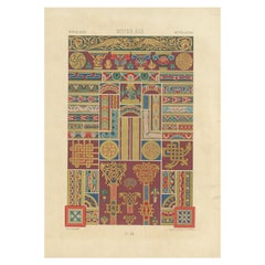 Pl. 40 Antique Print of Decorative Art in the Middle Ages by Racinet, 1869