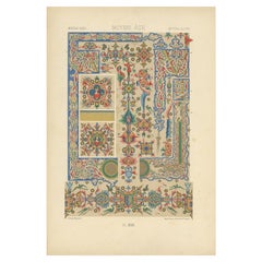 Pl. 43 Antique Print of Decorative Art in the Middle Ages by Racinet, 1869