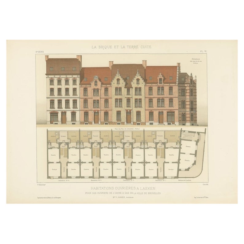 Pl. VI Habitations Ouvrières a Laeken, Chabat, c.1900 For Sale