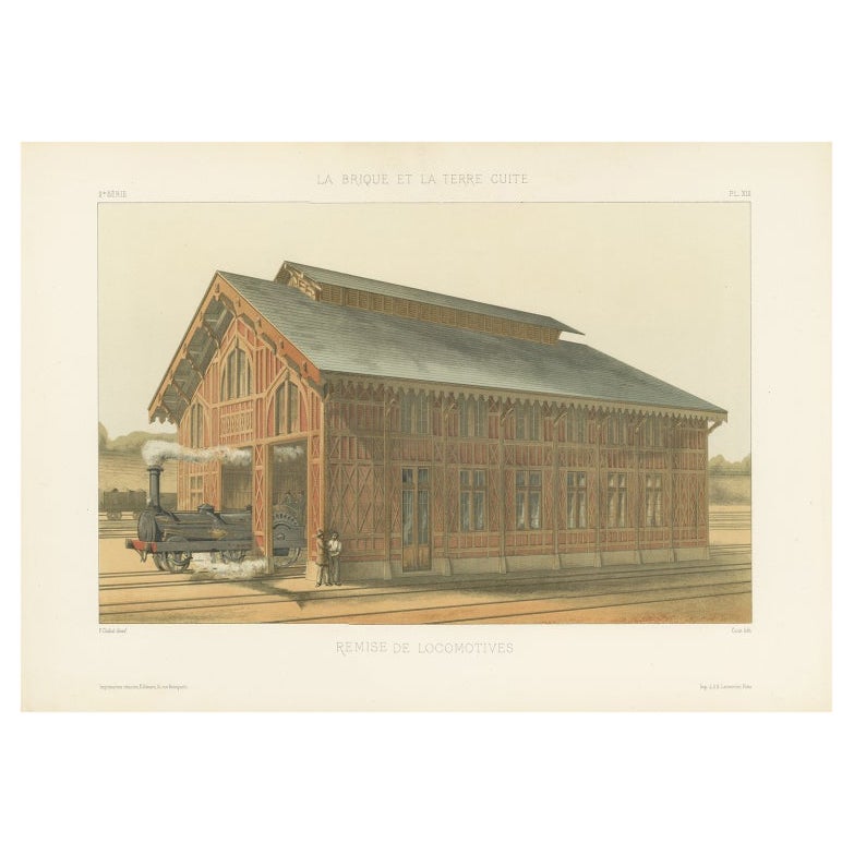 Pl. XIII Remise de Locomotives, Chabat, c.1900 For Sale