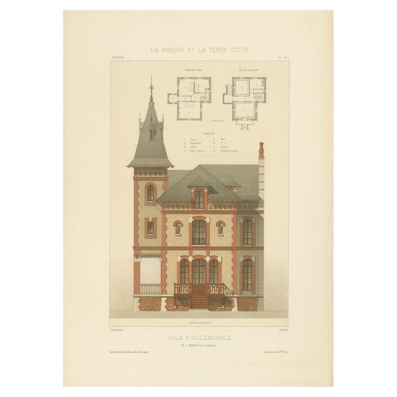 Pl. XLI Villa A Villemonble, Chabat, c.1900 For Sale
