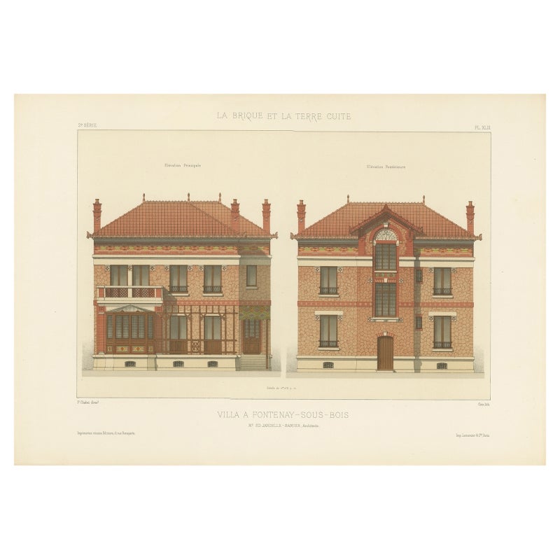 Pl. XLIII Villa a Fontenay-Sous-Bois, Chabat, c.1900 For Sale