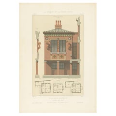 Pl. XXI Vintage Print of a Building in France by Chabat, c.1900