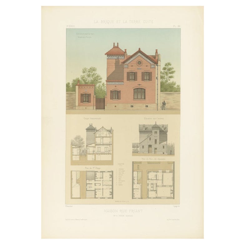 Pl. XXII Maison rue Friant, Chabat, c.1900 For Sale