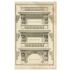 Pl. 5 Antique Architecture Print of Various Wall Ornaments by Neufforge, c.1770