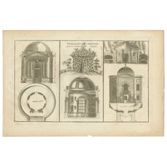 Antique Architectural Print of Pavilions for English Gardens by Le Rouge, 1776