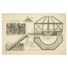 Impression ancienne Pl. 5 de la Machine Hydraulic of the Kew Gardens par Le Rouge, c.1
