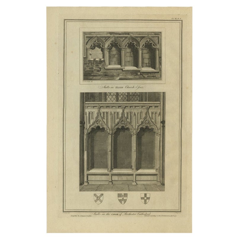 Stalls in the Choir de la cathédrale de Rochester, Basire, 1790