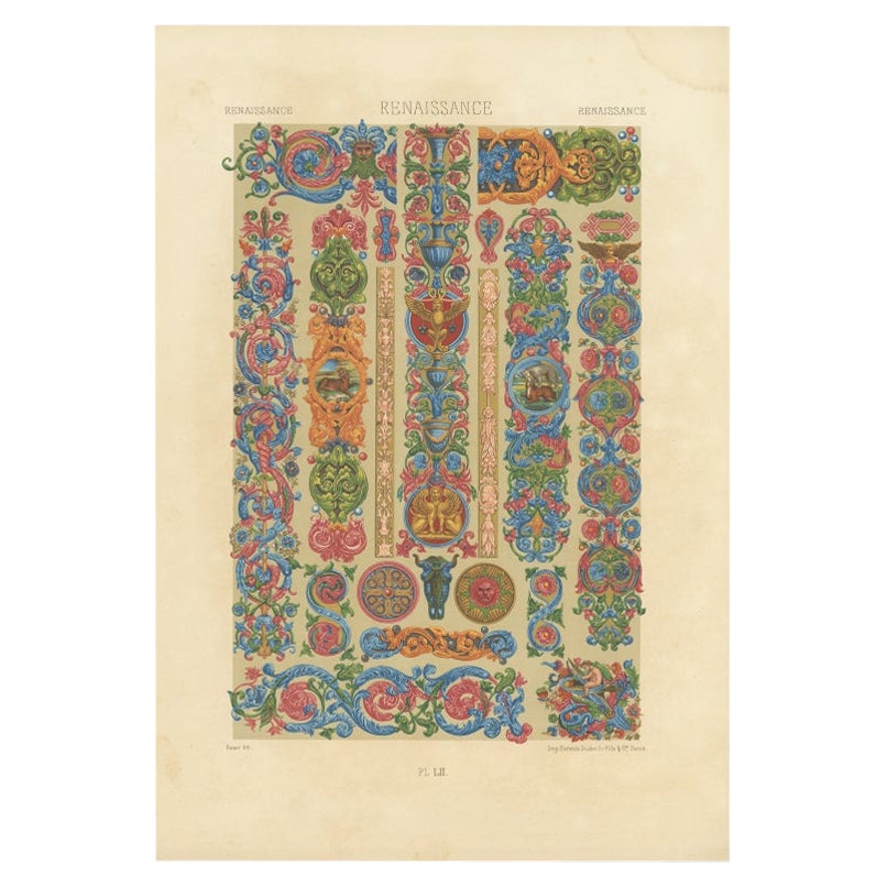 Antiker Druck dekorativer Kunstdruck aus der Renaissancezeit von Racinet, 186