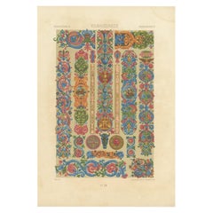 Pl. 52 Antique Print of Decorative Art in the Renaissance Period by Racinet,1869