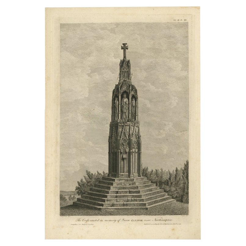 Cross Erected in Memory of Queen Eleanor, Basire, 1791 For Sale