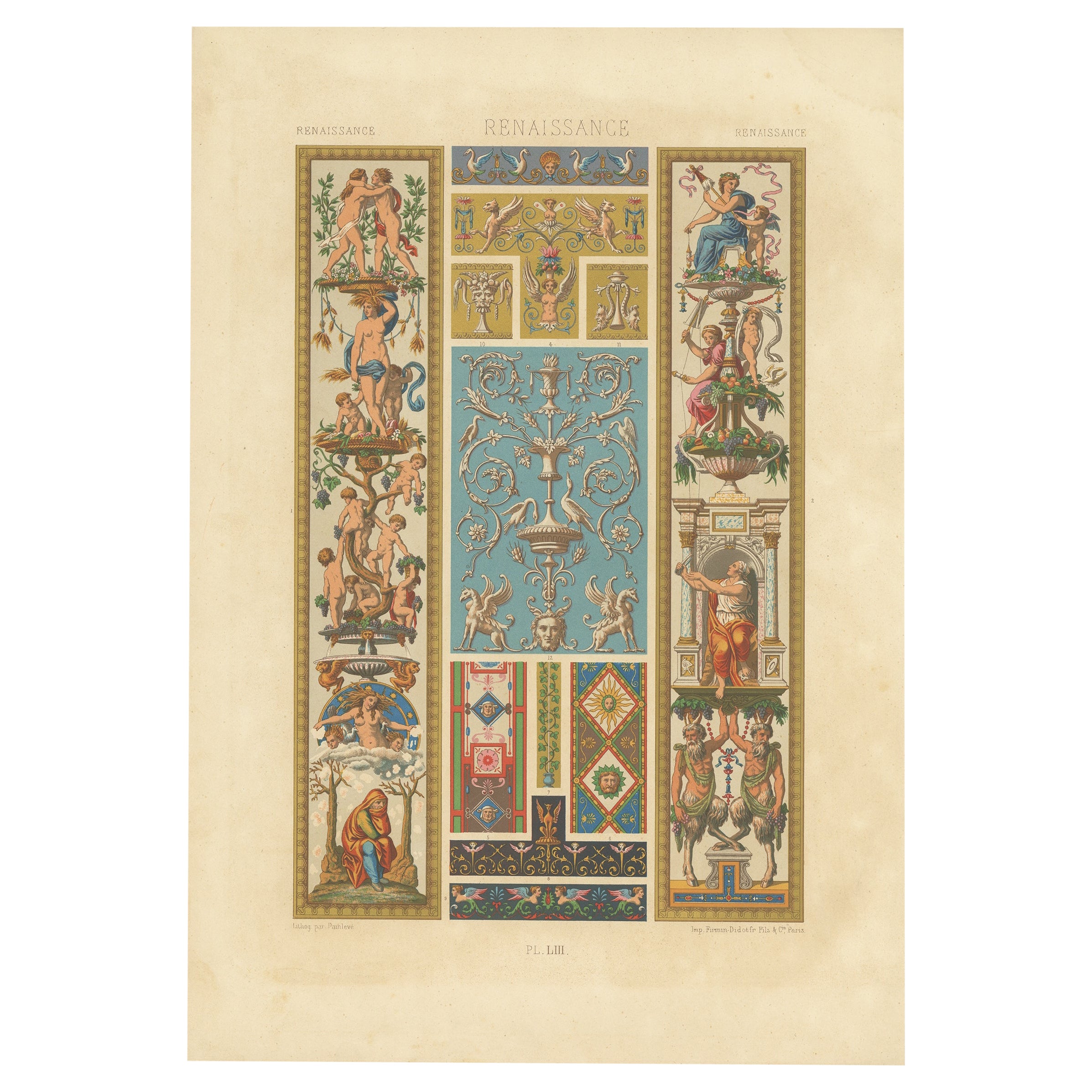 Pl. 65 Antique Print of Decorative Art in the Renaissance Period by