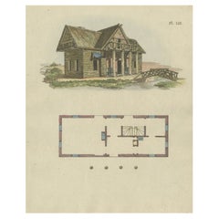 Impression ancienne d'une maison de jardin d'architecture de jardin par Van Laar, 1802