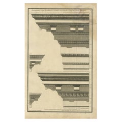 Antique Architecture Print of Corinthian Entablatures by Neufforge, c.1770