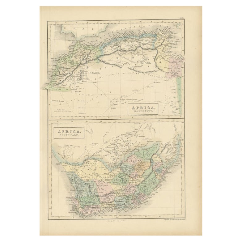 Antique Map of North Africa and South Africa by Black, 1854 For Sale