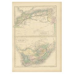 Carte ancienne d'Afrique du Nord et d'Afrique du Sud par Black, 1854