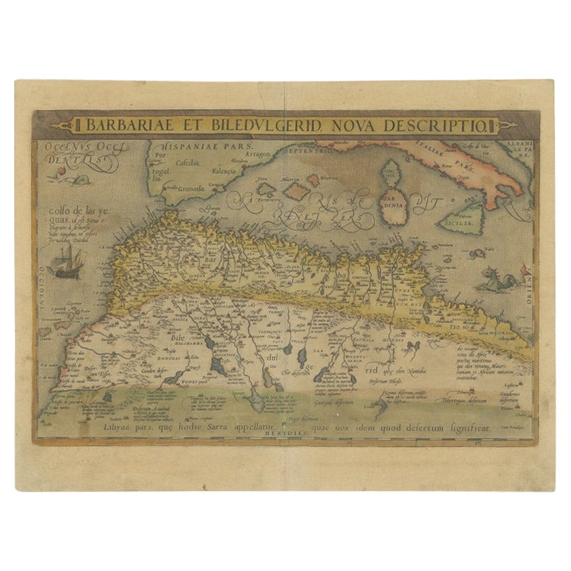 Carte ancienne d'Afrique du Nord par Ortelius, vers 1580