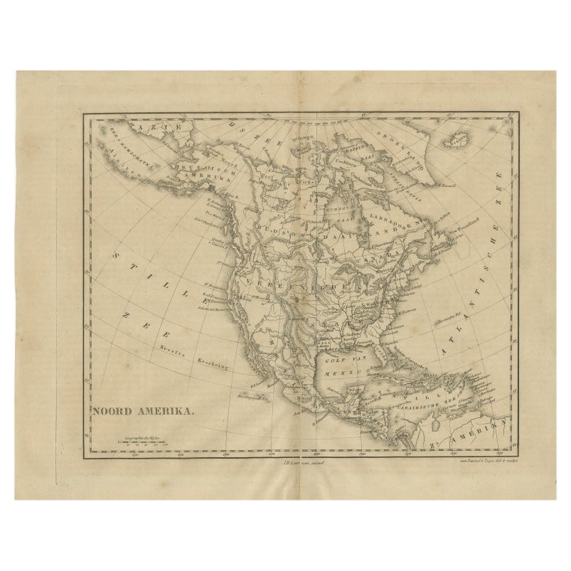 Antique Map of North America by Laarman, c.1860 For Sale