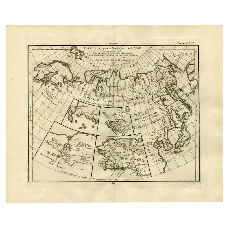 Antique Map of North and East Asia, 1751 For Sale