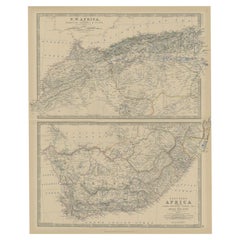 Antique Map of North and South Africa by Johnston, 1882