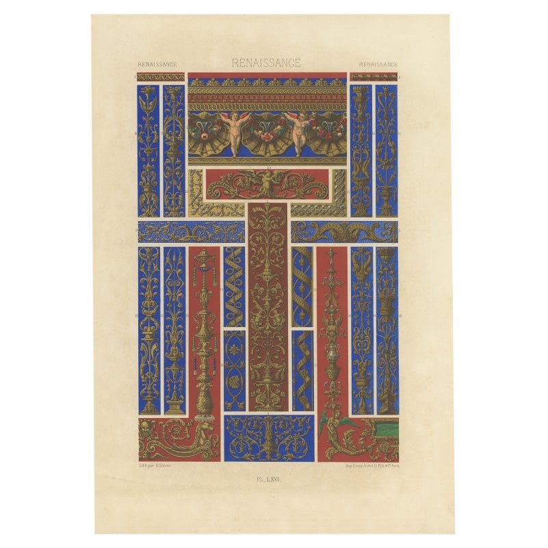Pl. 66 Antiker Druck dekorativer Kunstdruck aus der Renaissancezeit von Racinet, 186