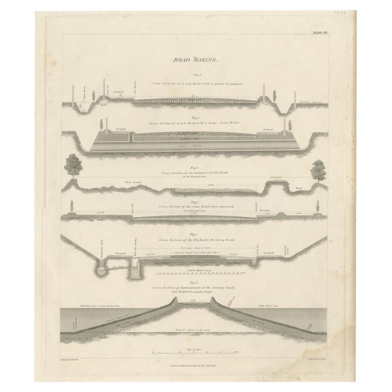Pl. 61 Grabado antiguo de los monumentos de Herculano por Bayardi, 1762