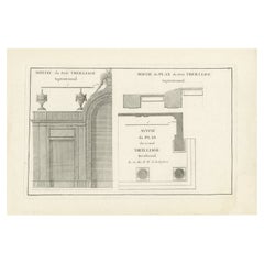 Impression ancienne d'un treillis de jardin Pl. 7 par Le Rouge, vers 1785