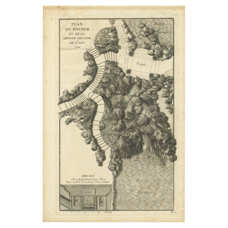 Pl. 7 Antique Print of the Rock Formation of Saint-Leu by Le Rouge, c.1785 For Sale