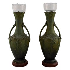 Hippolyte François Moreau, A Pair of Antique Art Nouveau Vases