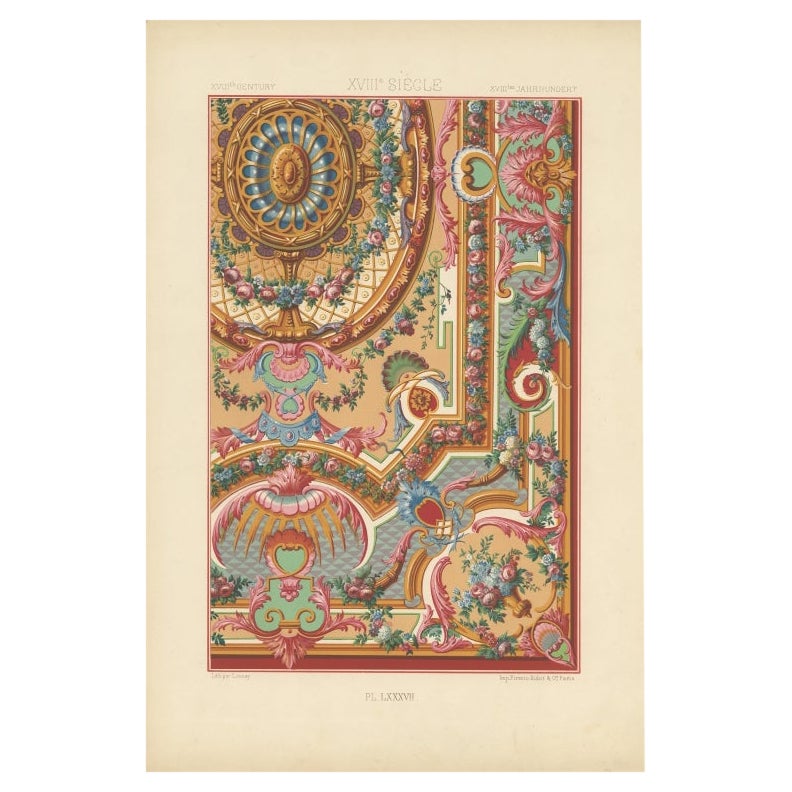 Pl. 87 Antique Print of Decorative Art in the 18th Century by Racinet, 1869