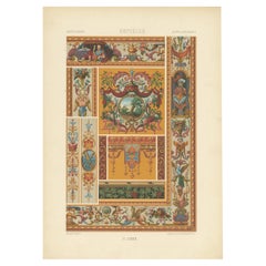 Pl. 89 Antique Print of Decorative Art in the 18th Century by Racinet, 1869
