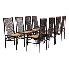 Joaquim Tenreiro Estruturais Rosewood & Cane Dining Chairs, Set of Eight 1960s
