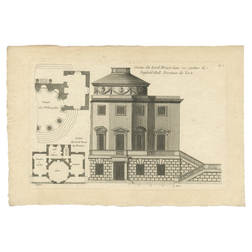 Pl. 9 Antique Print of the Casino of Lord Bruce by Le Rouge, c.1785 For Sale