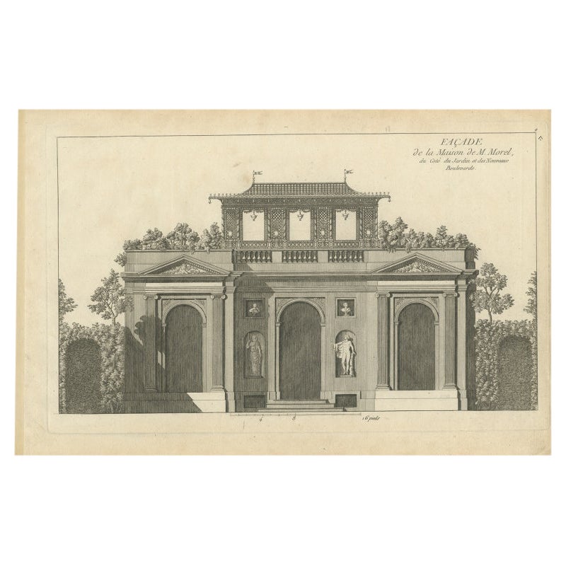 Pl. 9 Antique Print of the House of M. Morel by Le Rouge, c.1785 For Sale