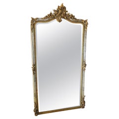 Antique Very Large Gilt Wall Mirror Overmantle 19th Century