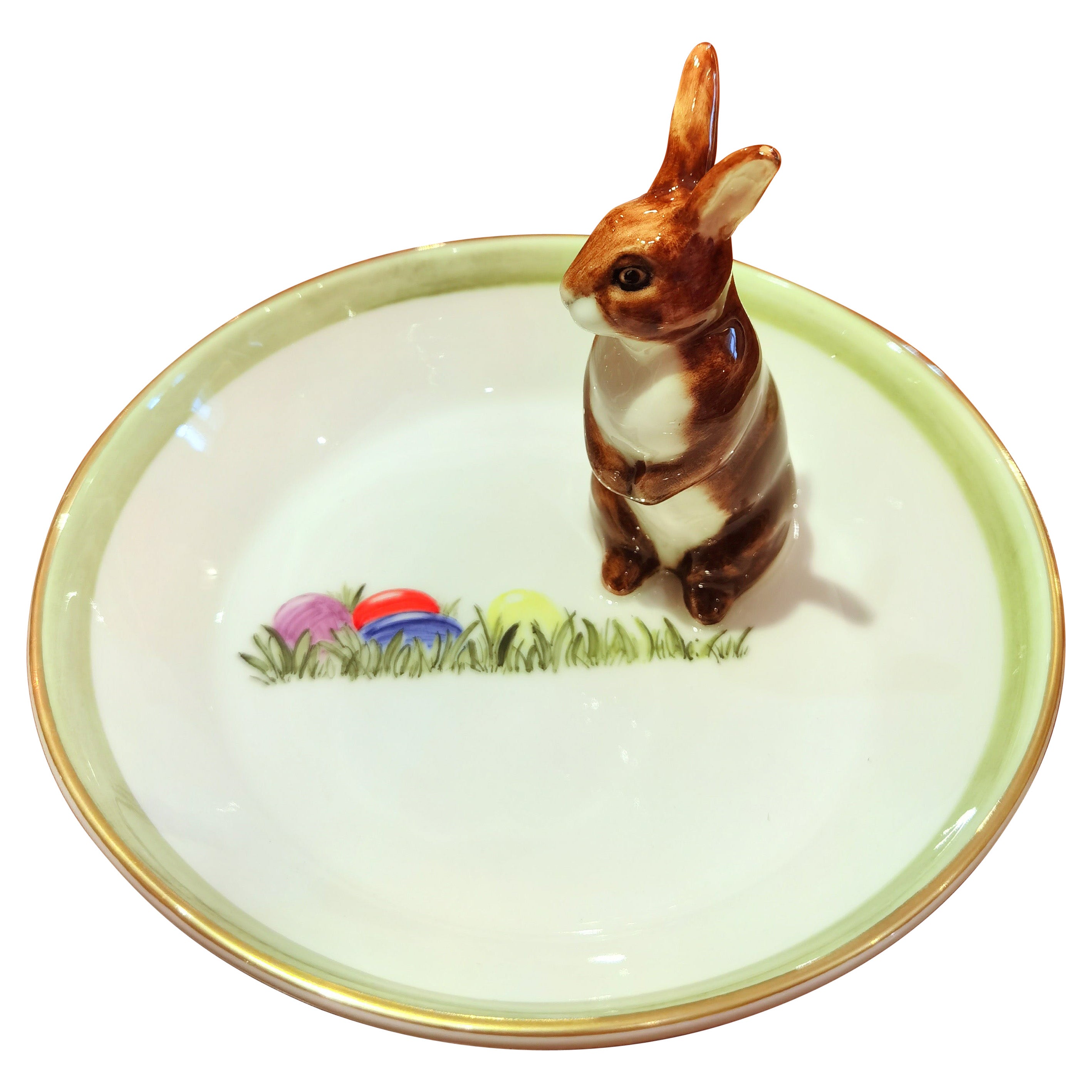Country Style Easter Porcelain Bowl With Bunny Figure Sofina Boutique Kitzbuehel For Sale
