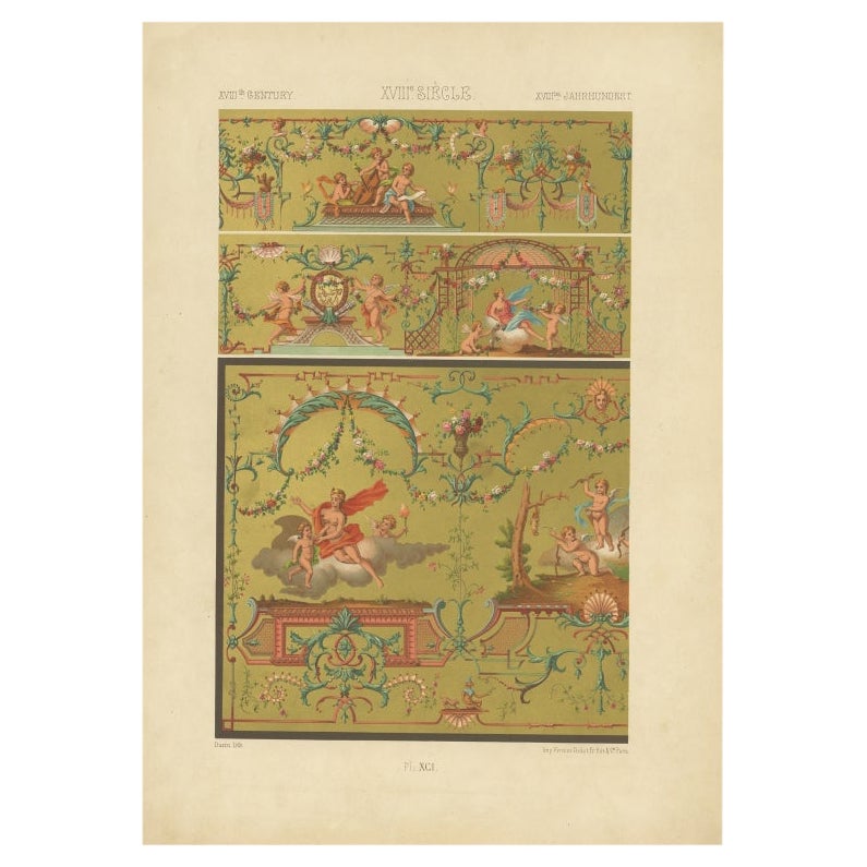 Pl. 91 Stampa antica di Art Decor nel 18° secolo di Racinet, 1869