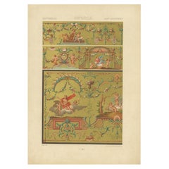 Impression ancienne d'art décoratif au XVIIIe siècle Pl. 91 par Racinet, 1869