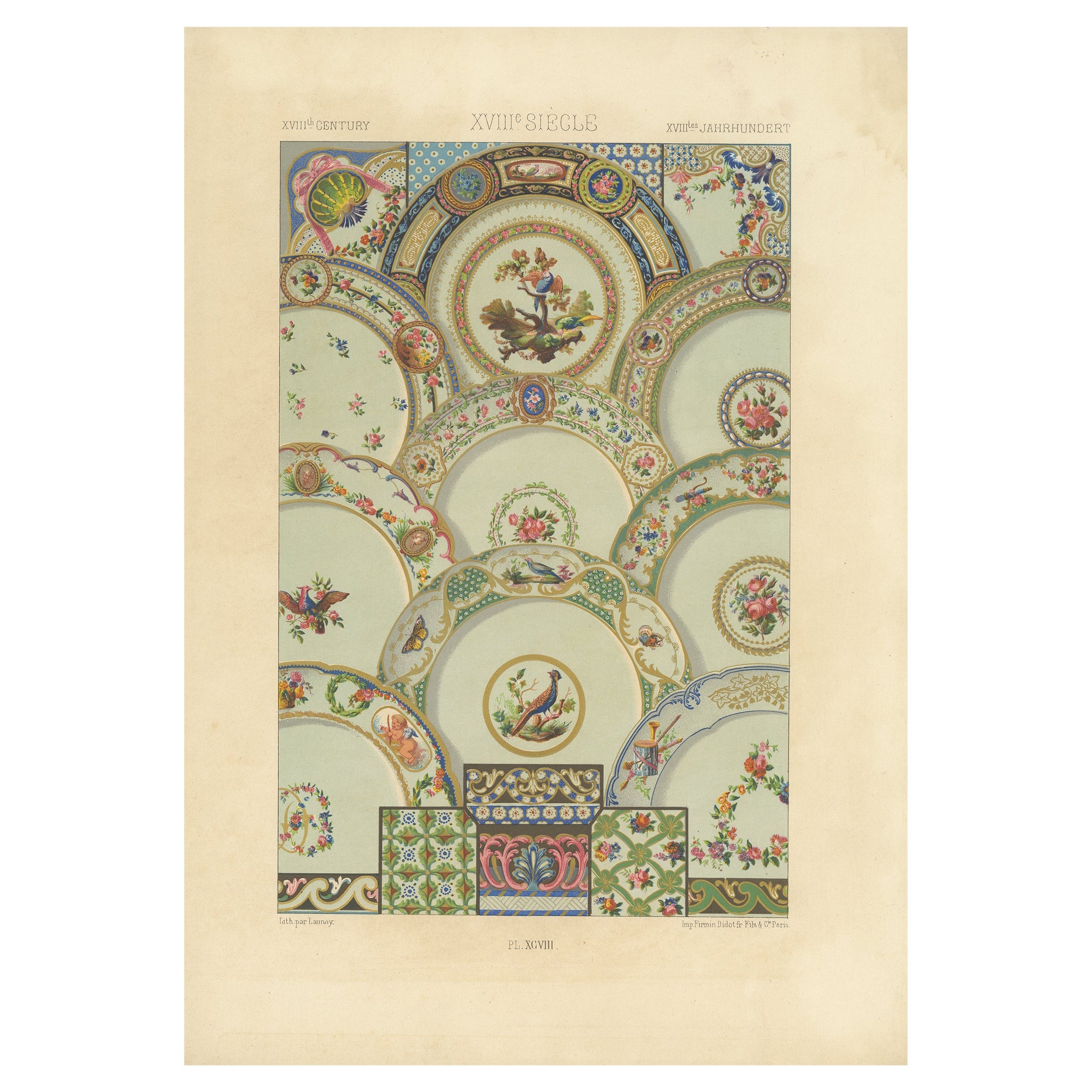 Antique Print of Decorative Art in the 18th Century, 1869